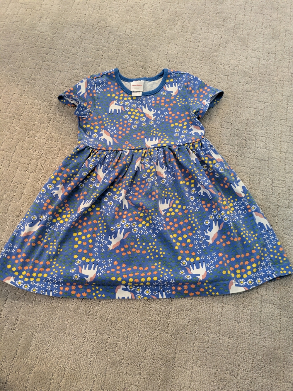 Blue Floral Unicorn Hanna Anderson Girls' Dress